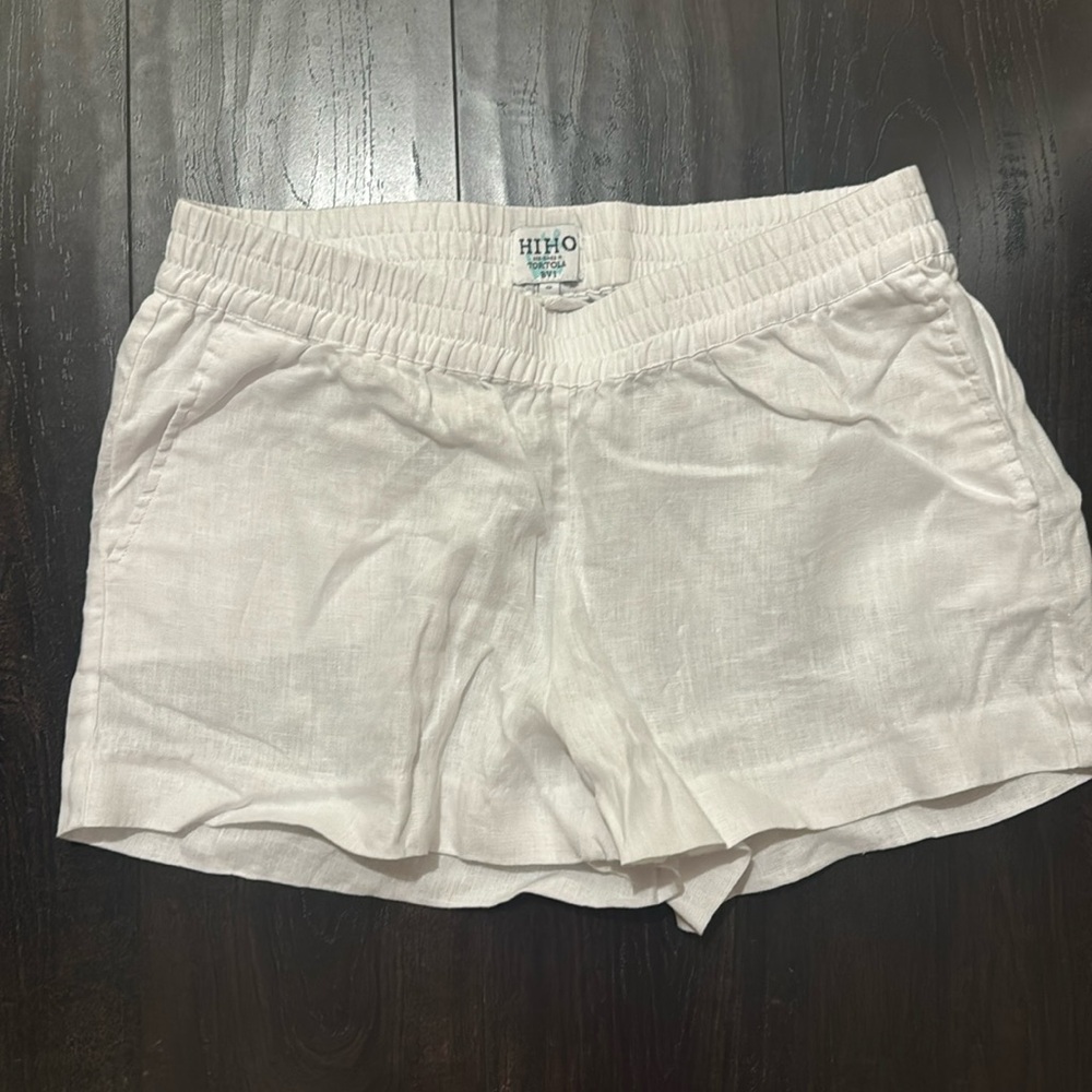 White linen shorts